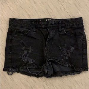Distressed Black Jean Shorts